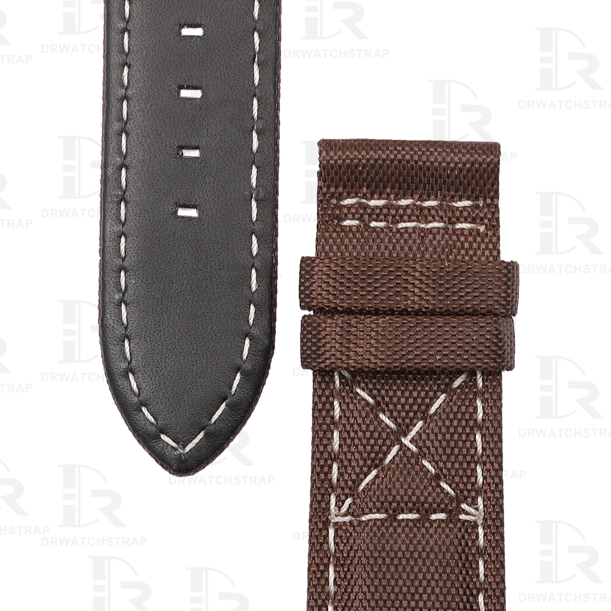 Custom high-density Patek Philippe Calatrava Pilot Travel Time 5524r 001 Brown Canvas watch straps replacement handcrafted nylon watch band for sale (2)