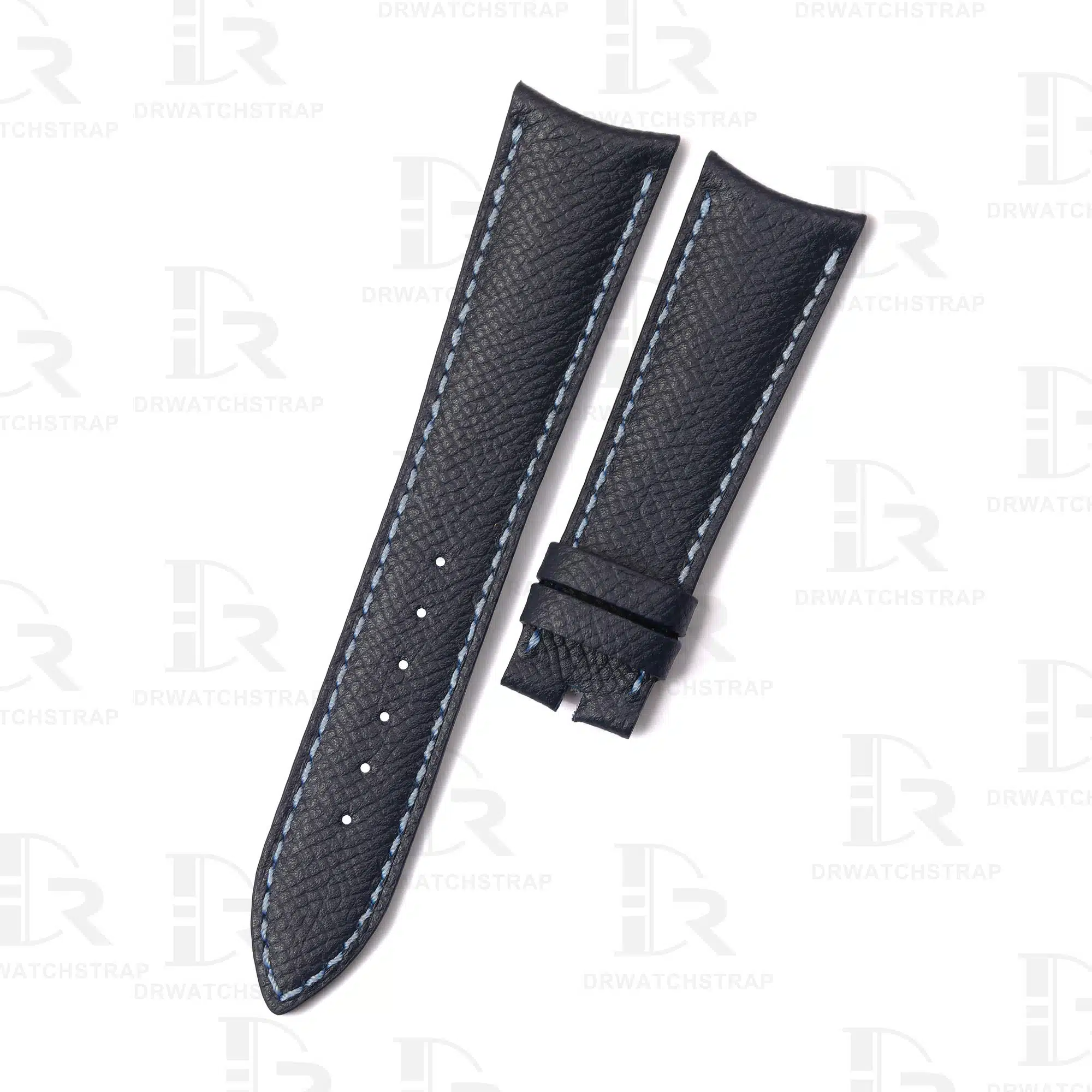 Buy Curved End custom Dark Blue Epsom leather watch straps for Audemars Piguet Millenary Handmade ap leather strap for sale