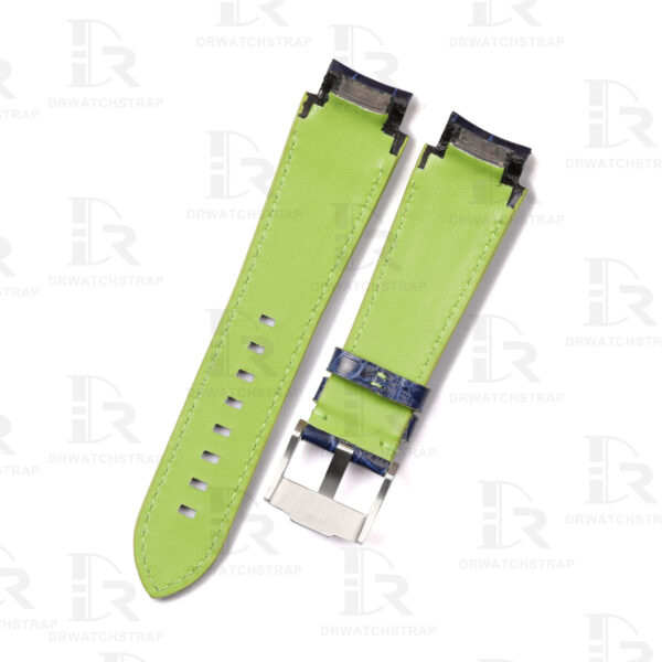 Buy Custom Alligator Blue leather strap for Rolex Deepsea leather watch band handmade straps for sale (2)