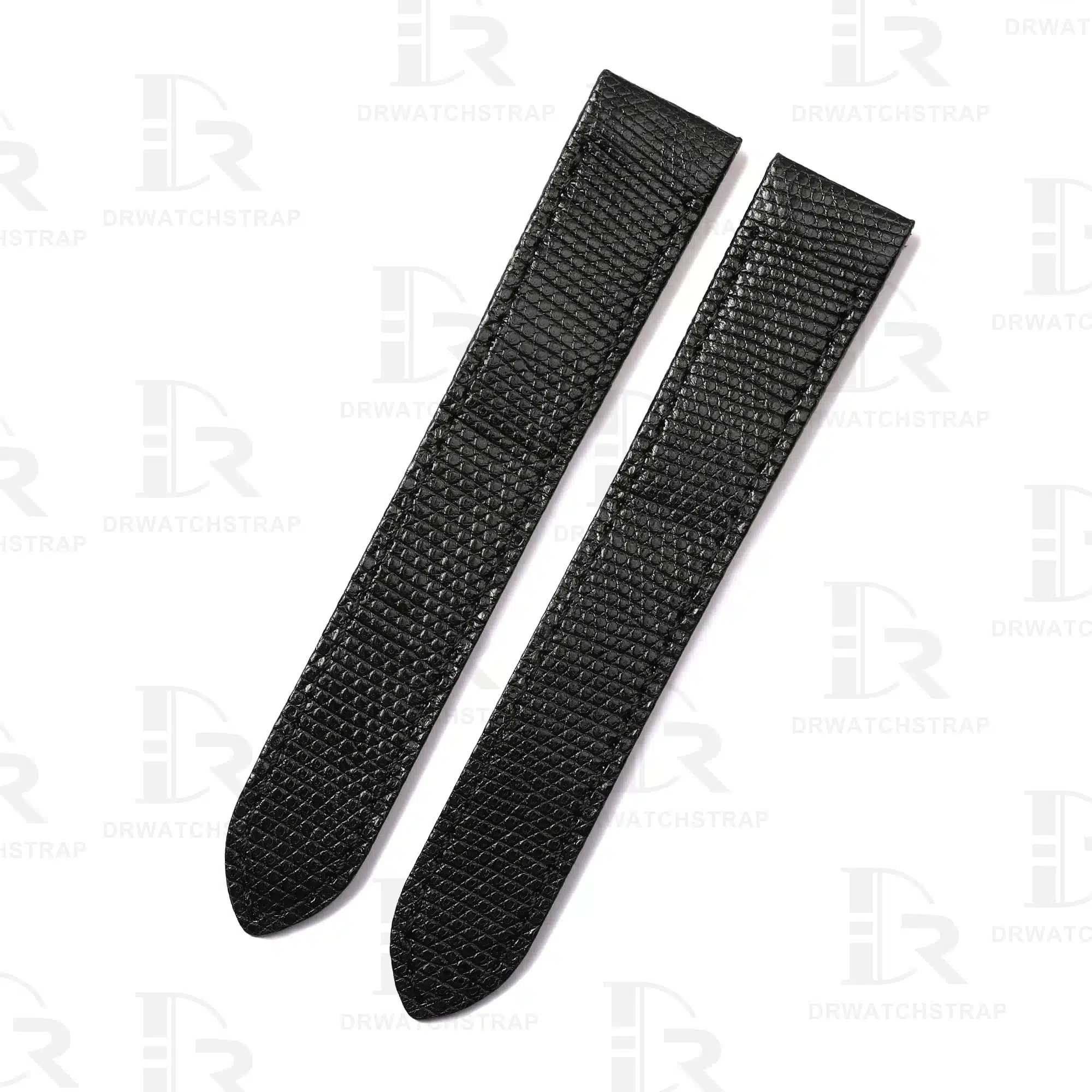 Buy Custom Cartier Santos Galbee Black Lizard leather strap 14mm 16mm 18mm 19mm handmade watch bands for sale (1)