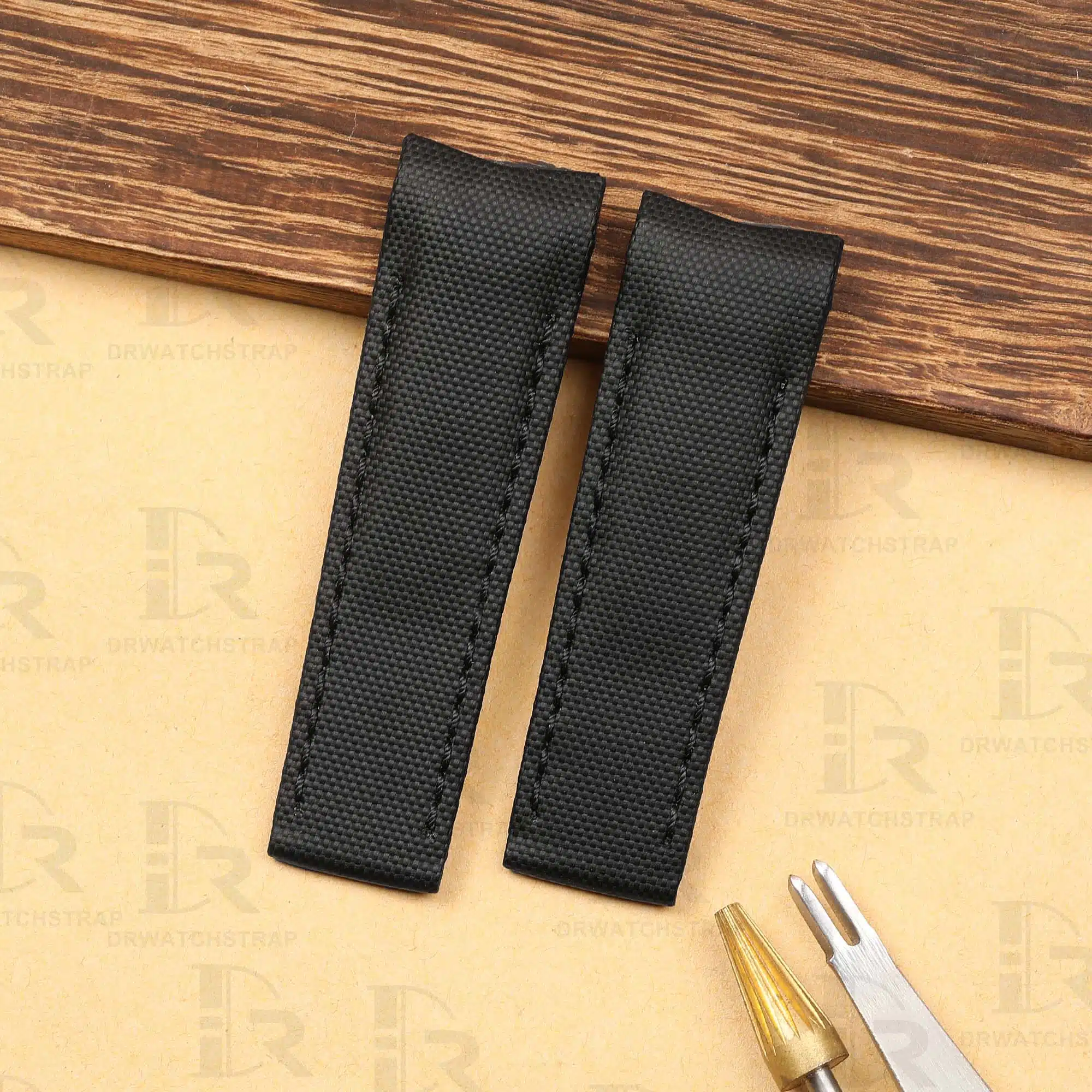 Handmade Custom Black Nylon strap for Corum Admiral Legend Replacement watchbands for sale (2)