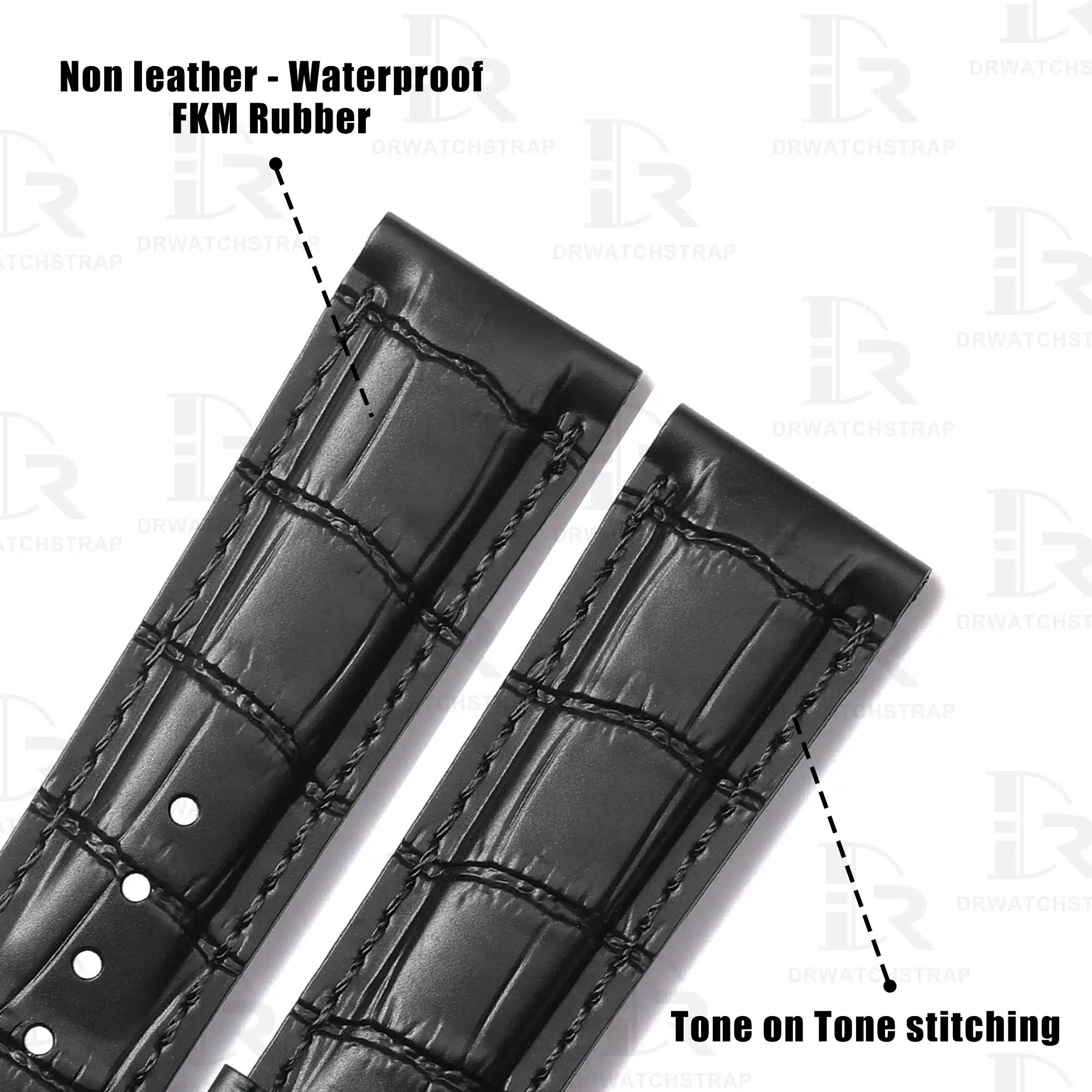 Rubber Alligator Vegan silicone watch strap replacement 20mm 21mm 22mm for luxury watches (1)