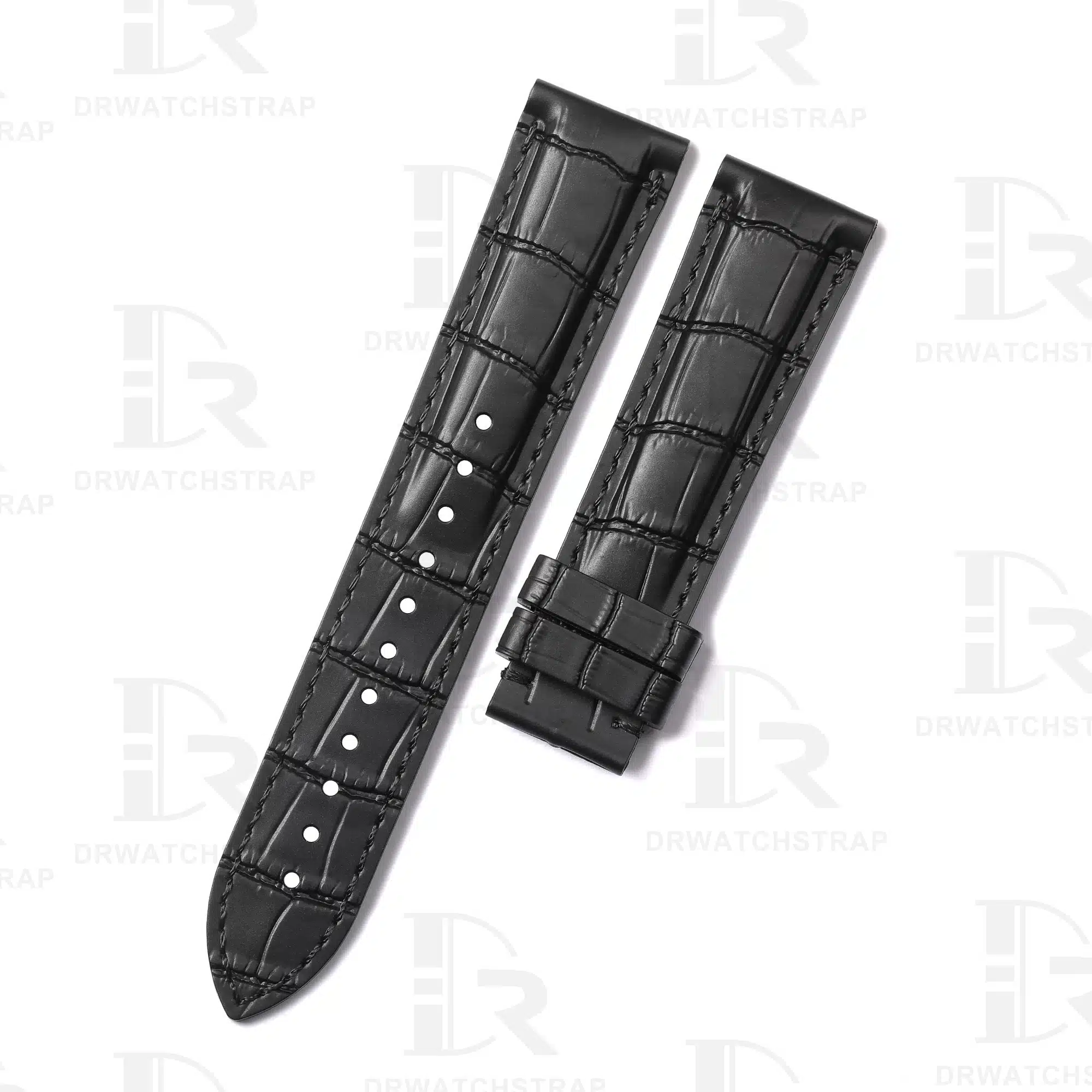 Rubber Alligator Vegan silicone watch strap replacement 20mm 21mm 22mm for luxury watches Black watchband