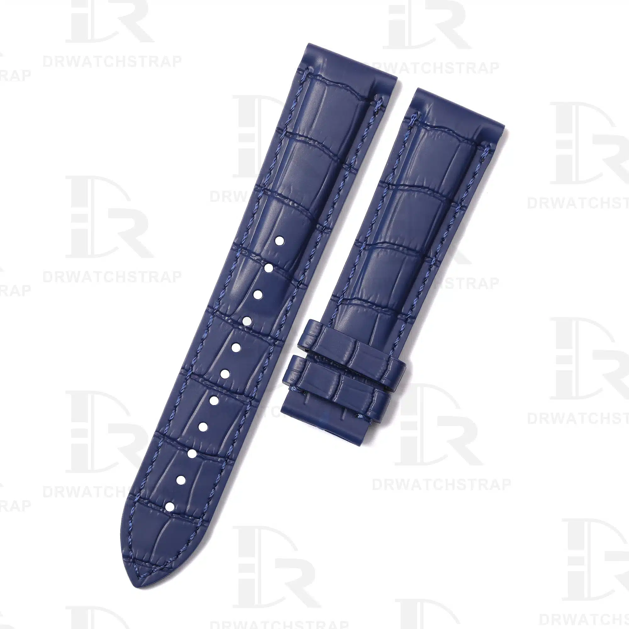 Rubber Alligator Vegan silicone watch strap replacement 20mm 21mm 22mm for luxury watches Blue watchband