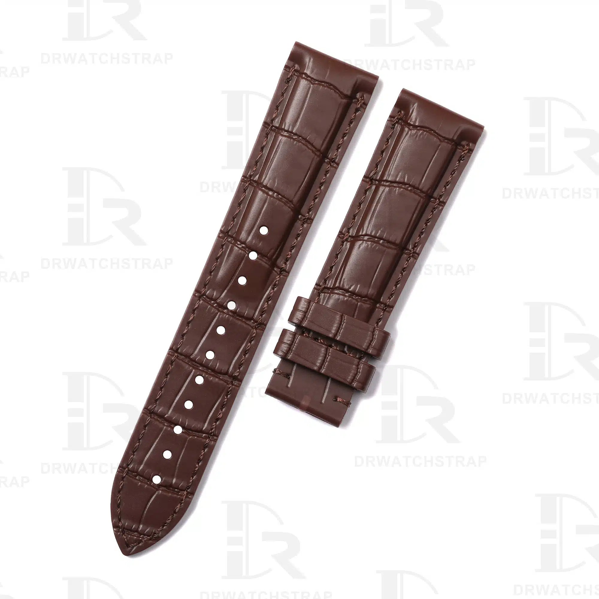 Rubber Alligator Vegan silicone watch strap replacement 20mm 21mm 22mm for luxury watches Brown watchband