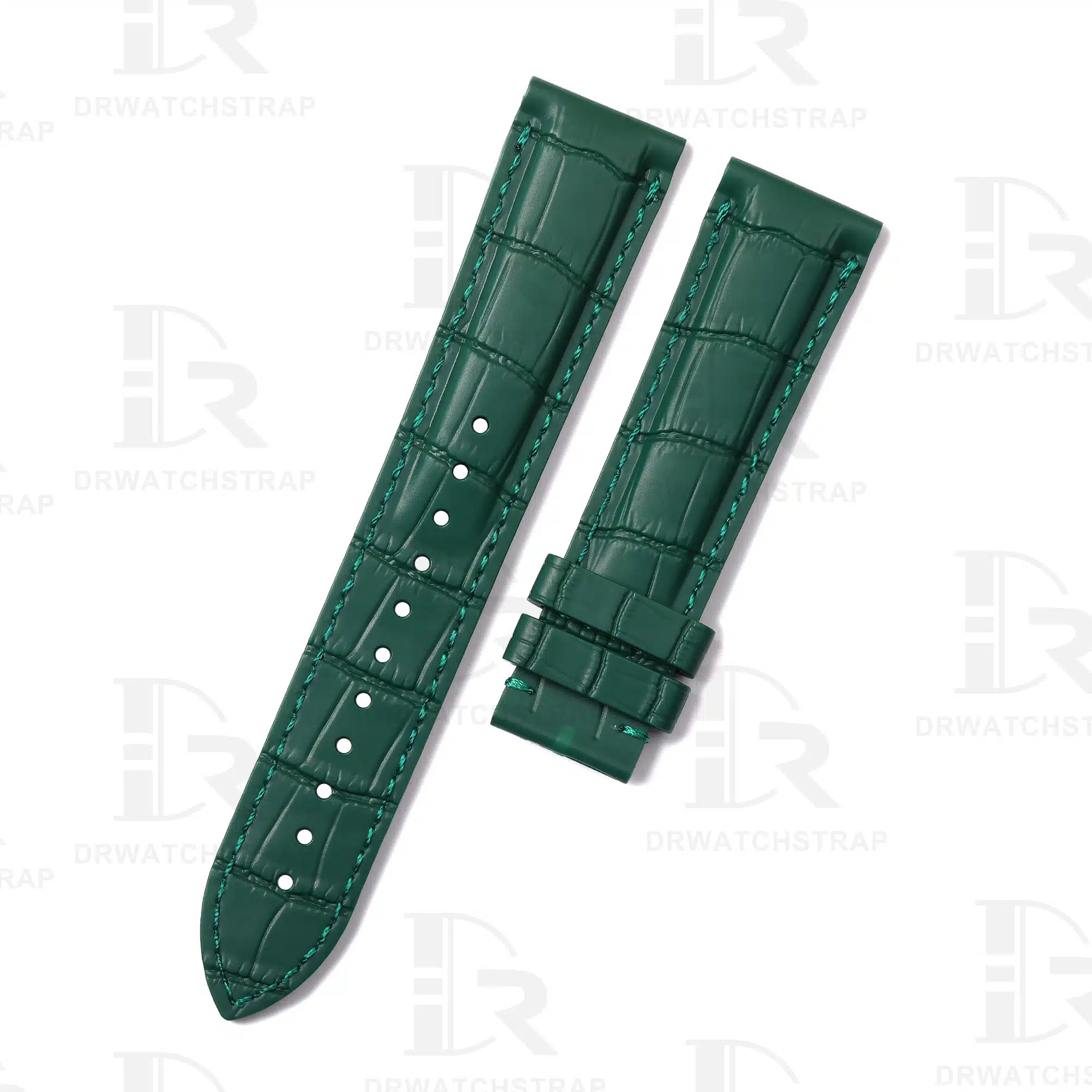 Rubber Alligator Vegan silicone watch strap replacement 20mm 21mm 22mm for luxury watches Green watchband