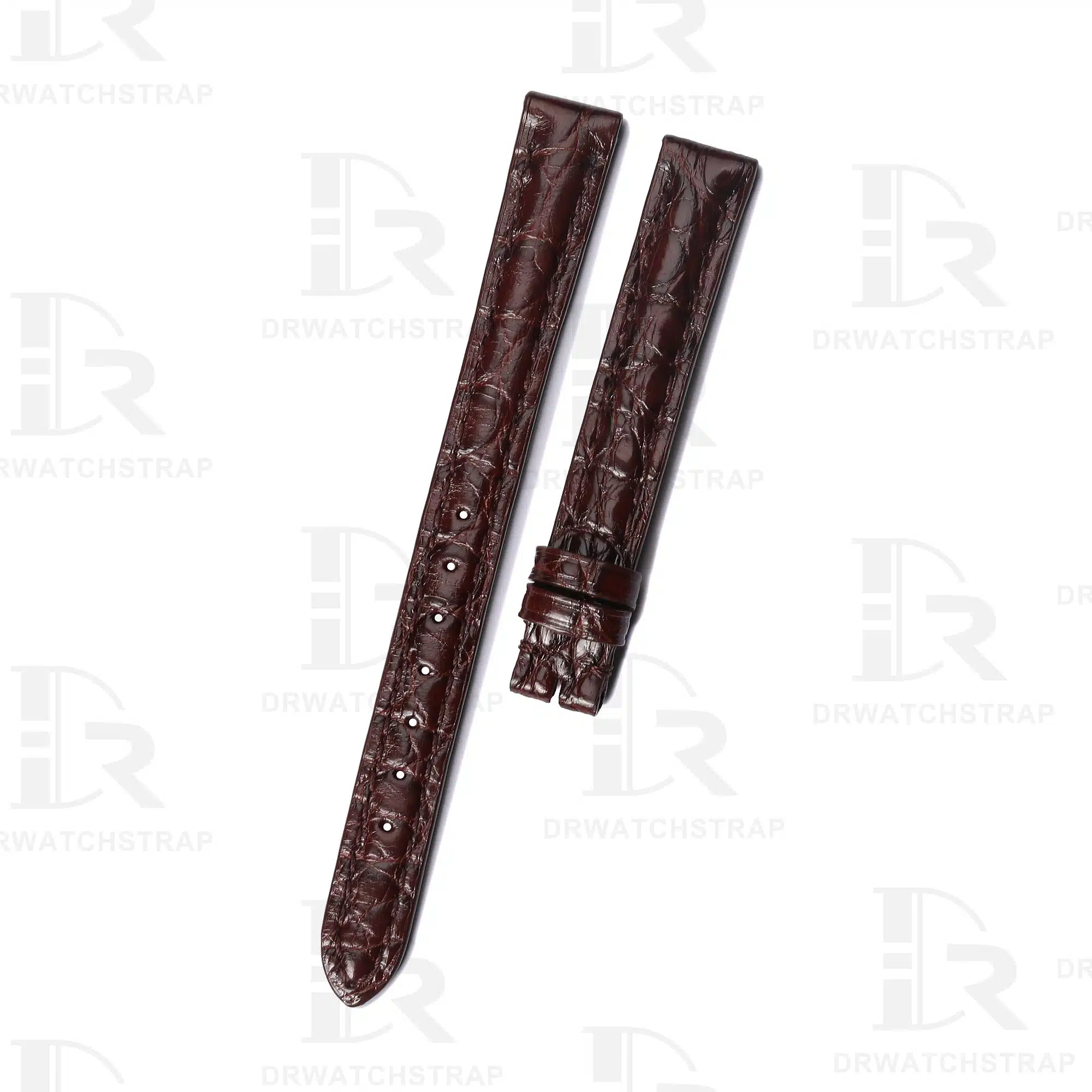 Custom Brown Round scale Alligator Cartier mini Baignoire Vintage Replacement Strap Handmade watchbands for sale