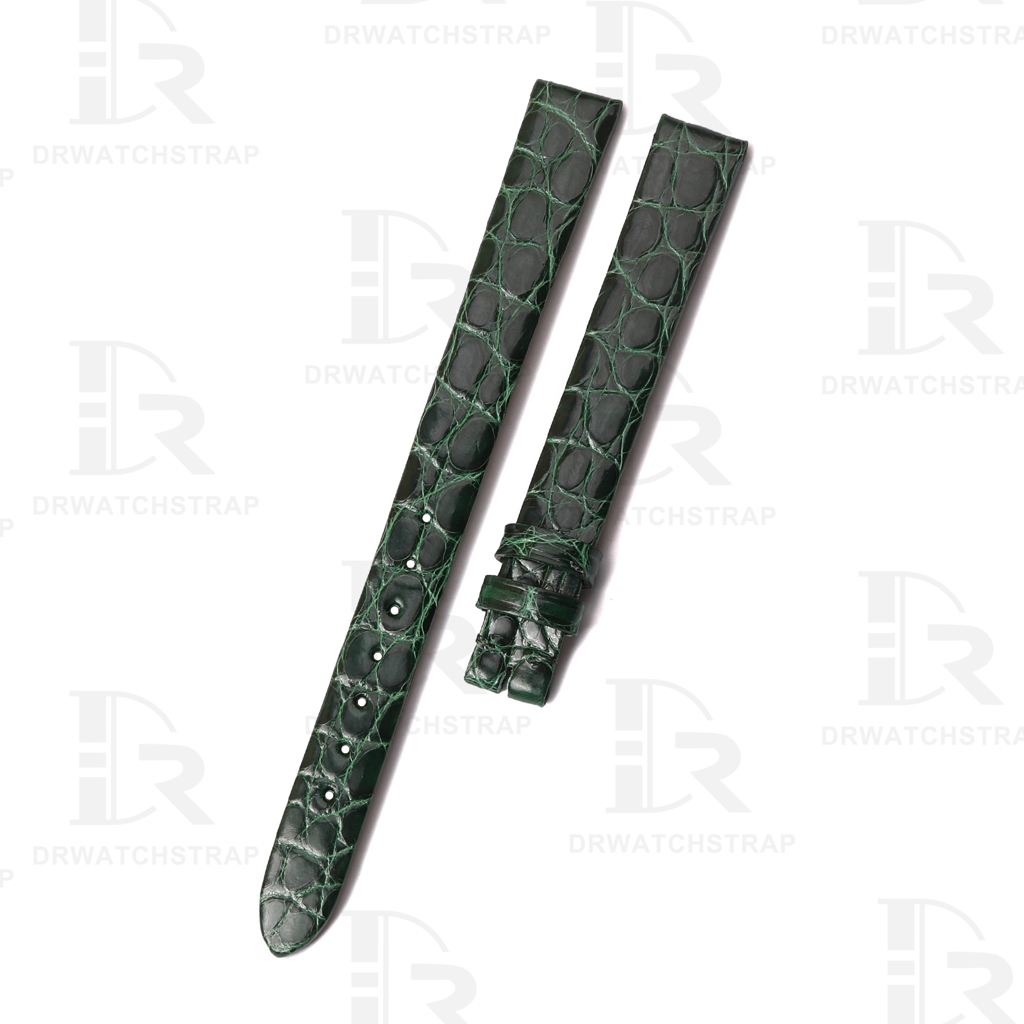 Custom Green Round scale Alligator Cartier mini Baignoire Vintage Replacement Strap Handmade watch bands for sale (1)