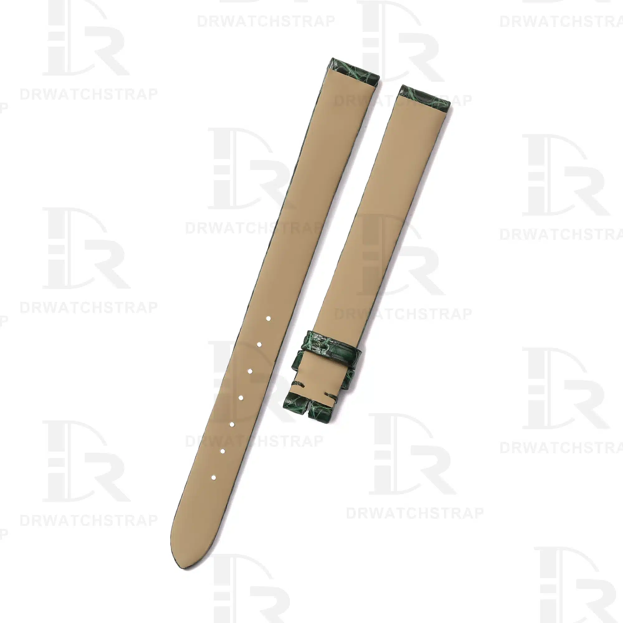 Custom Green Round scale Alligator Cartier mini Baignoire Vintage Replacement Strap Handmade watch bands for sale (2)