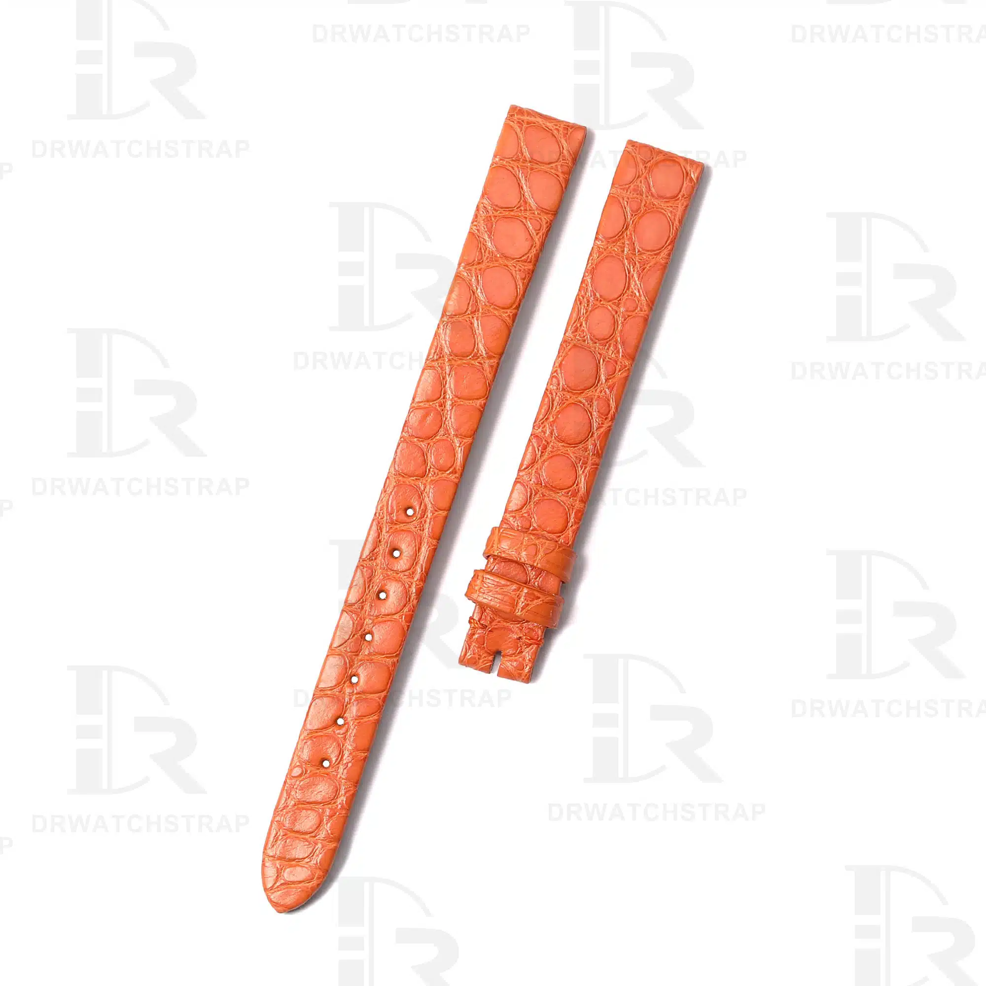 Custom Orange Round scale Alligator Cartier mini Baignoire Vintage Replacement Strap Handmade watchbands for sale (1)