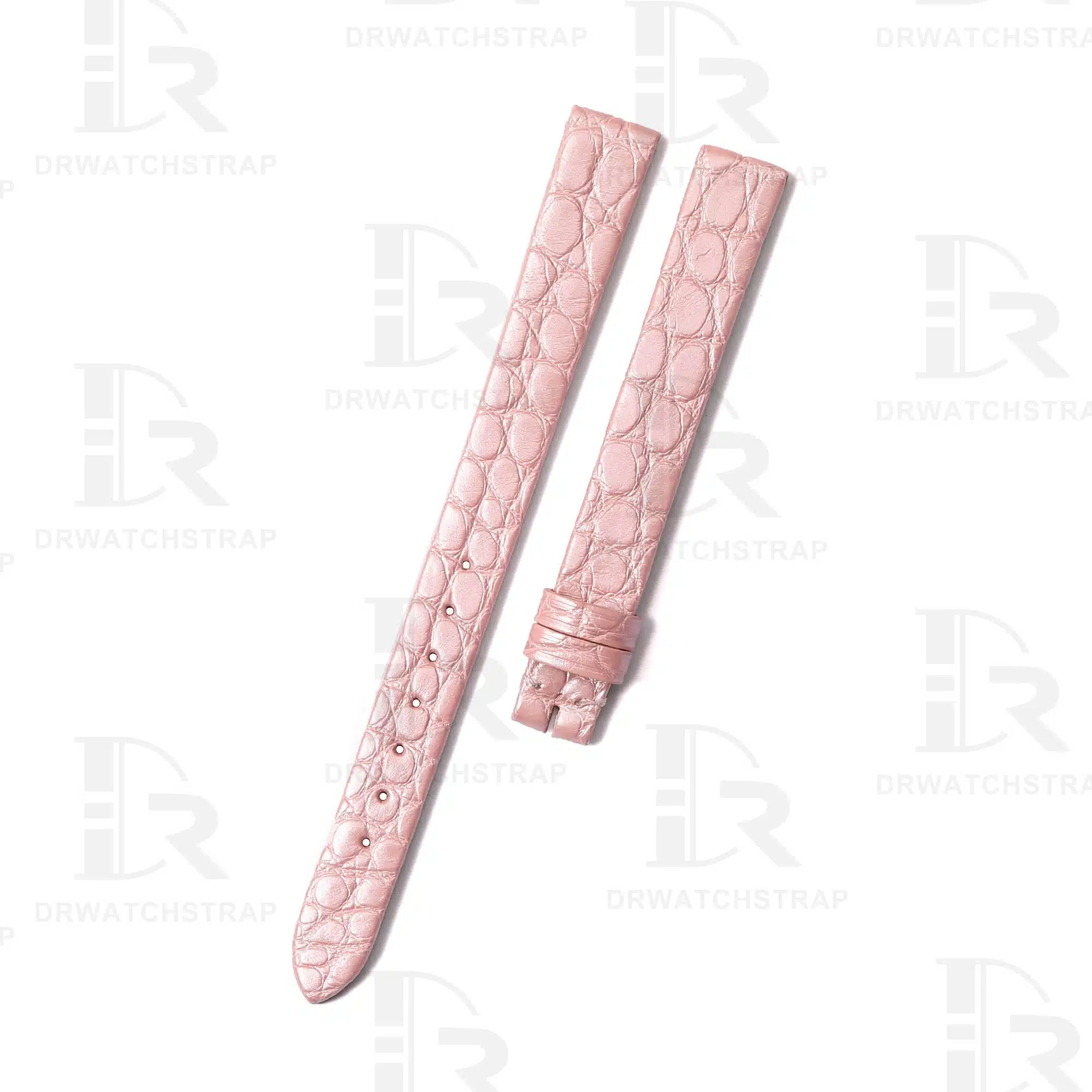 Custom Pink Round scale Alligator Cartier mini Baignoire Vintage Replacement Strap Handmade watch straps for sale (1)