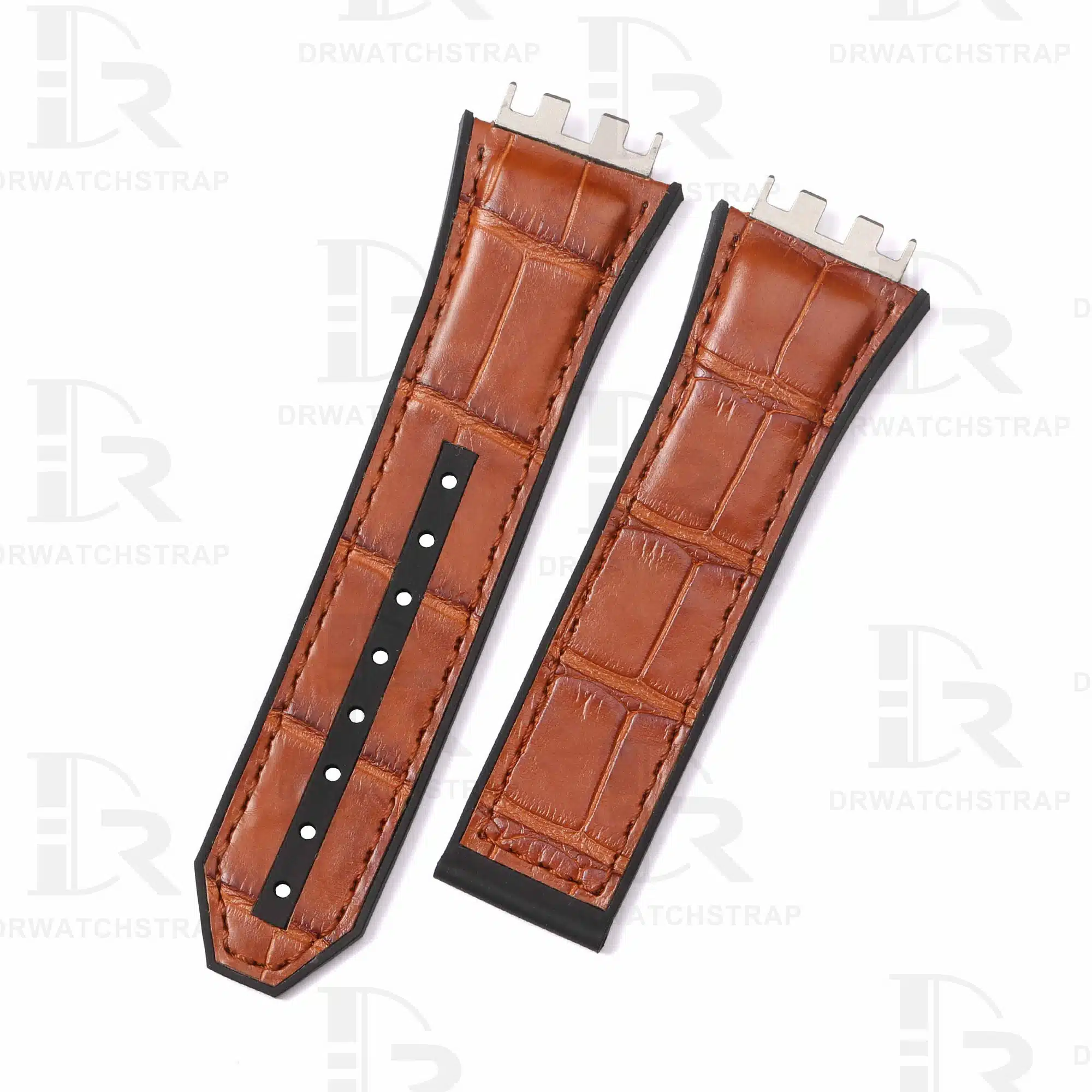 Custom Replacement Brown Alligator leather watch band Hublot Classic Fusion 45mm 42mm strap Handmade watch straps for sale