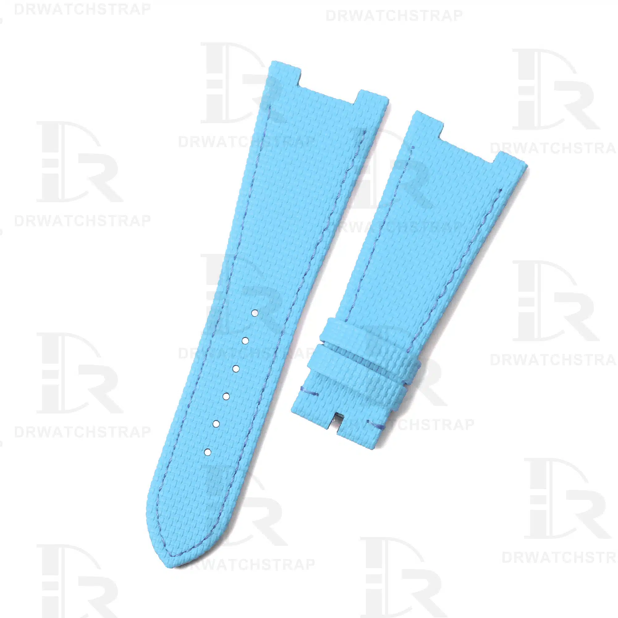 Custom Replacement Patek Philippe nautilus Rubber Material Canvas Pattern strap 5711 5712 7010 Handmade Ice Blue watch band for sale