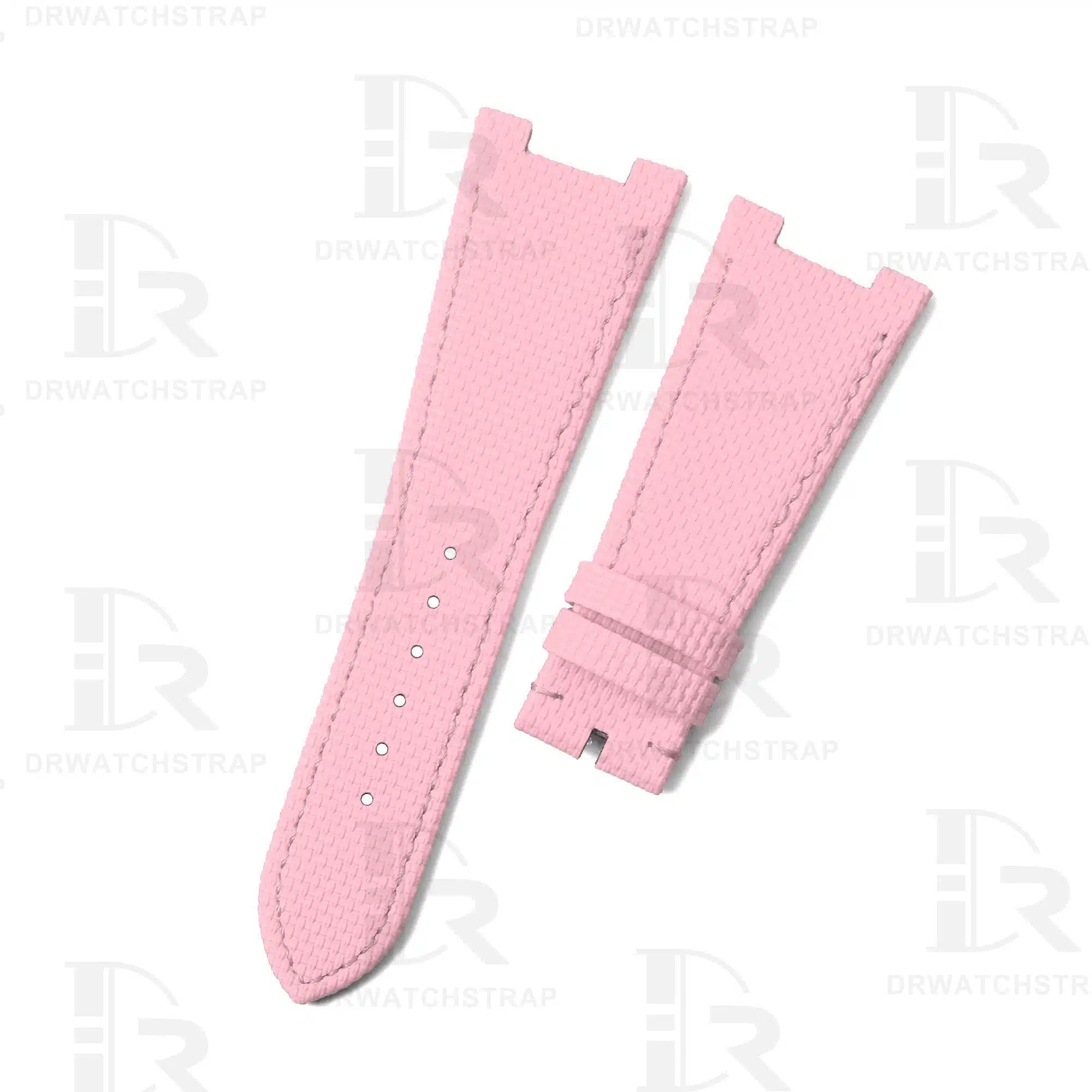 Custom Replacement Patek Philippe nautilus Rubber Material Canvas Pattern strap 5711 5712 7010 Handmade Pink watch band for sale