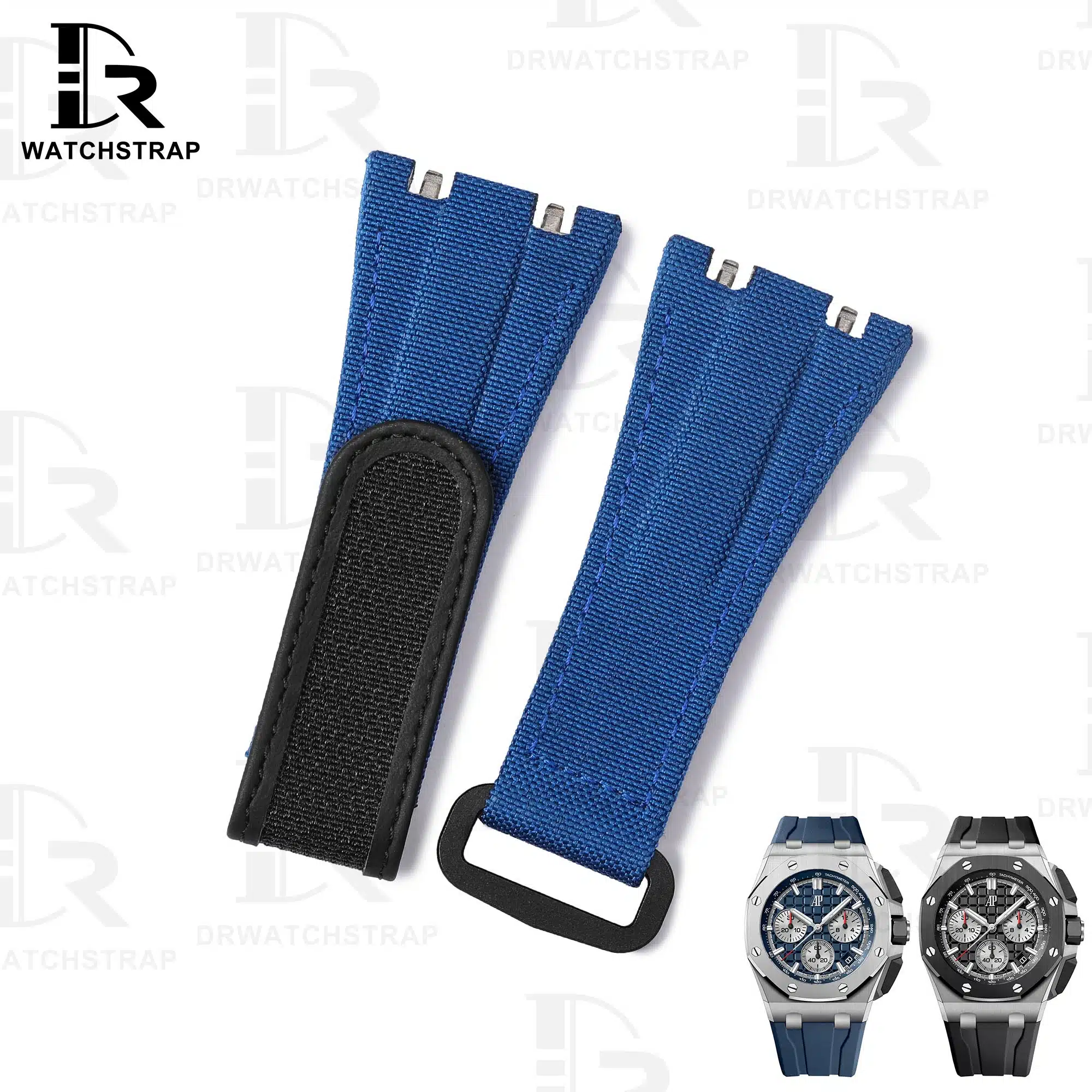 Buy custom udemars Piguet Royal Oak Offshore Diver 15710 26420 quick release Blue strap Velcro watch band Canvas handmade for sale (1)