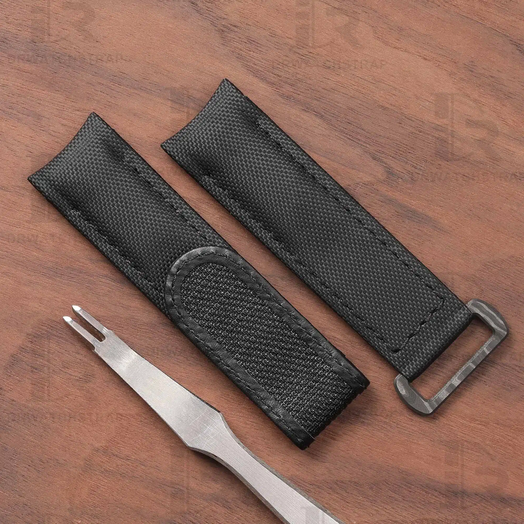 Custom replacement Black Velcro Nylon Rolex Submariner watch band 20mm Curved End watch strap (1)