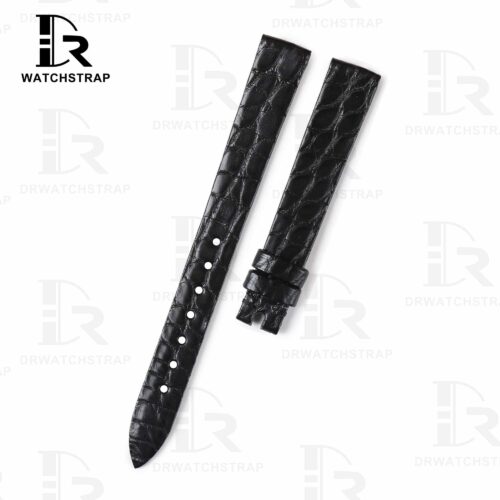 Custom Black Round-scale alligator leather watch band for Chopard Happy Diamond watch strap (1) Custom Black Round-scale alligator leather watch band for Chopard Happy Diamond watch strap (1)