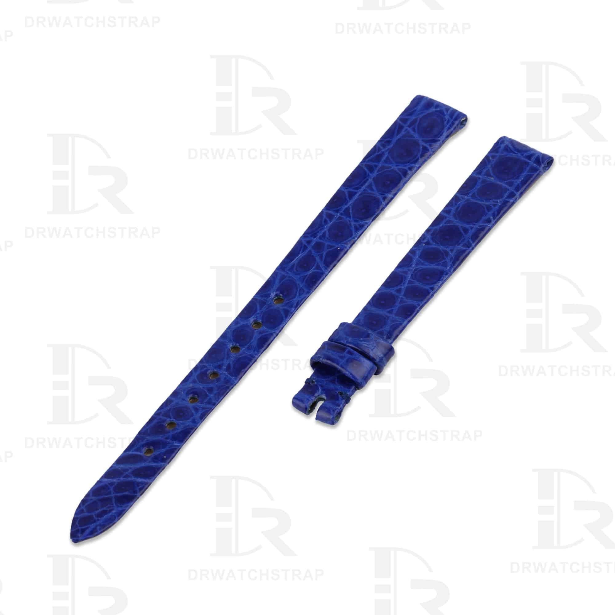 Custom Blue Round-scale alligator leather watch band for Chopard Happy Diamond watch strap (1)