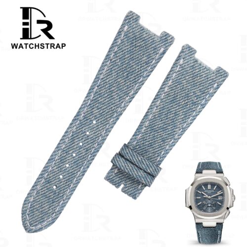 Buy Custom Handmade patek philippe Nautilus 5711 Denim strap 21mm 25mm replacement watch bands 1 Buy Custom Handmade patek philippe Nautilus 5711 Denim strap 21mm 25mm replacement watch bands 1