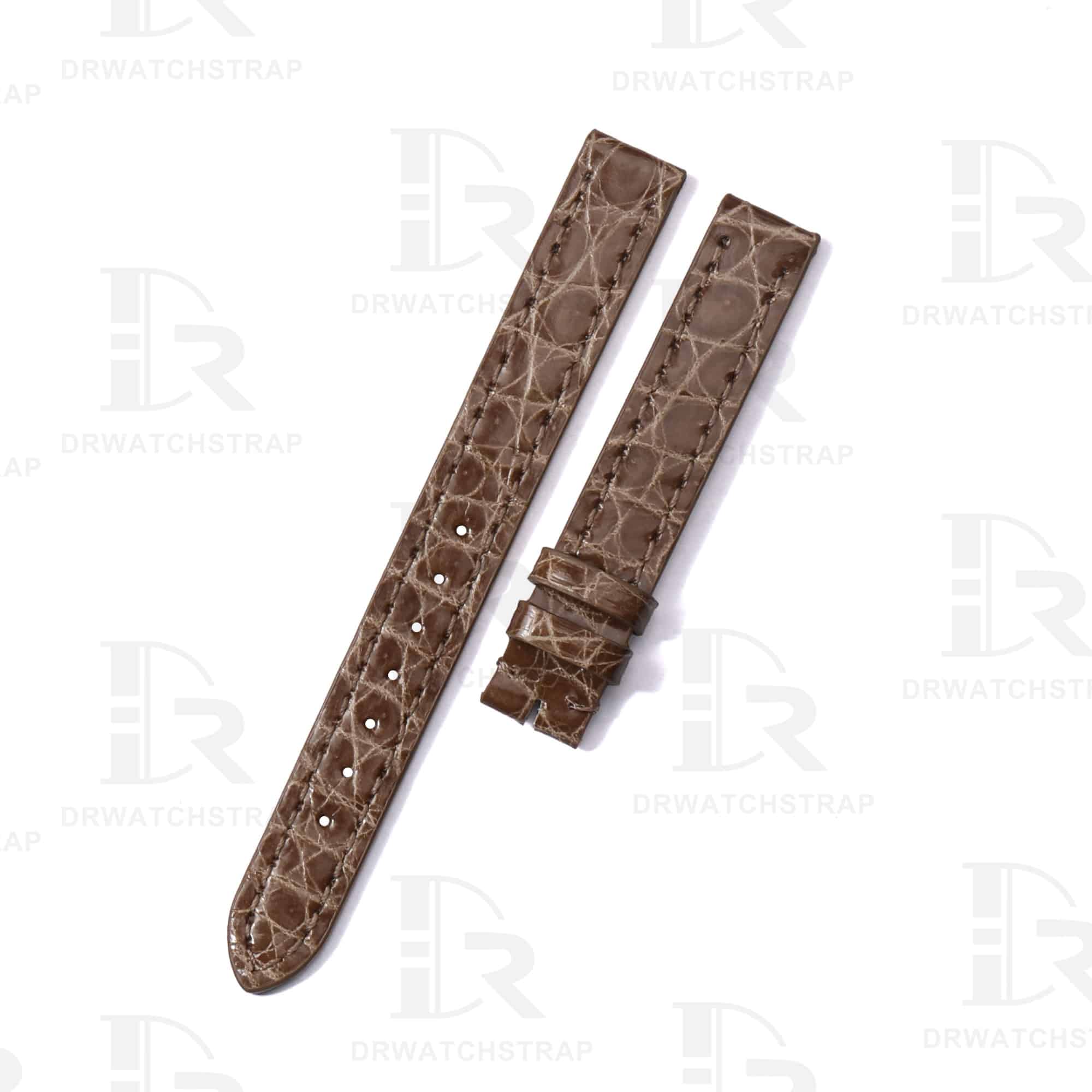 Custom Taupe Round scale Alligator Cartier mini Baignoire Vintage Replacement Strap Handmade watchbands for sale