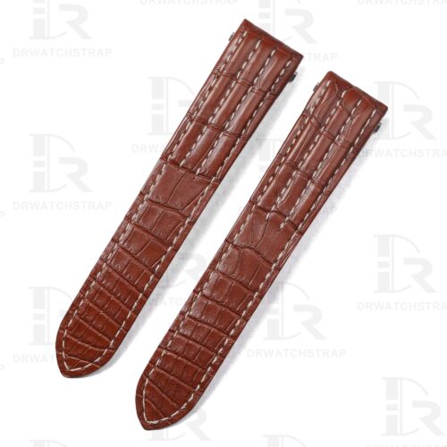 Buy Custom handmade replacement Brown alligator leather watchband for Cartier Roadster straps White Stitches Buy Custom handmade replacement Brown alligator leather watchband for Cartier Roadster straps White Stitches