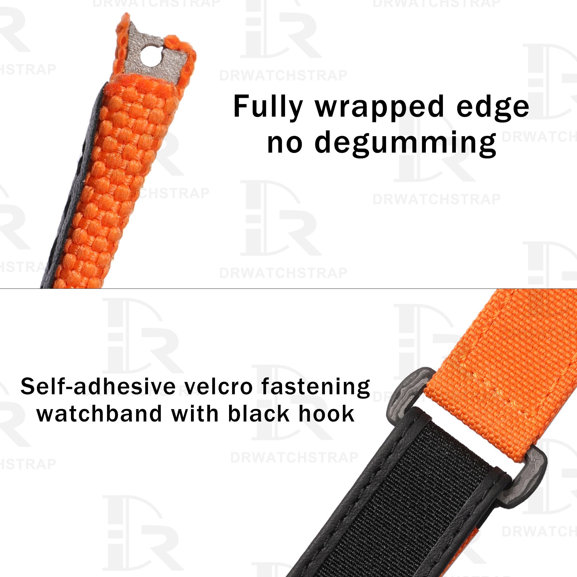 Custom Replacement Canvas Nylon Orange Velcro watchband Vacheron Constantin Overseas (VCO) for sale (1)