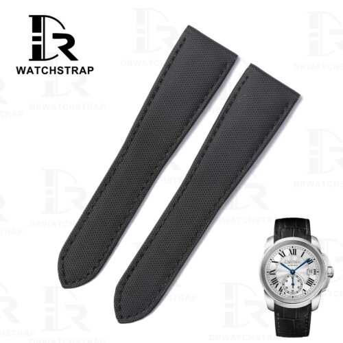 Custom handmade Black canvas Calibre de Cartier leather strap 21mm 23.5mm watch strap replacement for sale Custom handmade Black canvas Calibre de Cartier leather strap 21mm 23.5mm watch strap replacement for sale