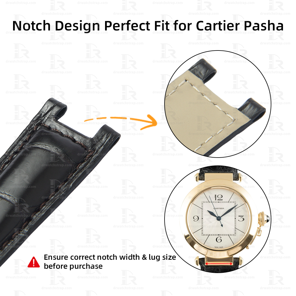 Custom Black Alligator Leather Watch straps for Cartier pasha leather strap replacement Band 18mm 20mm 21mm noire chronograph seatimer 16mm 18mm 20mm Low Price