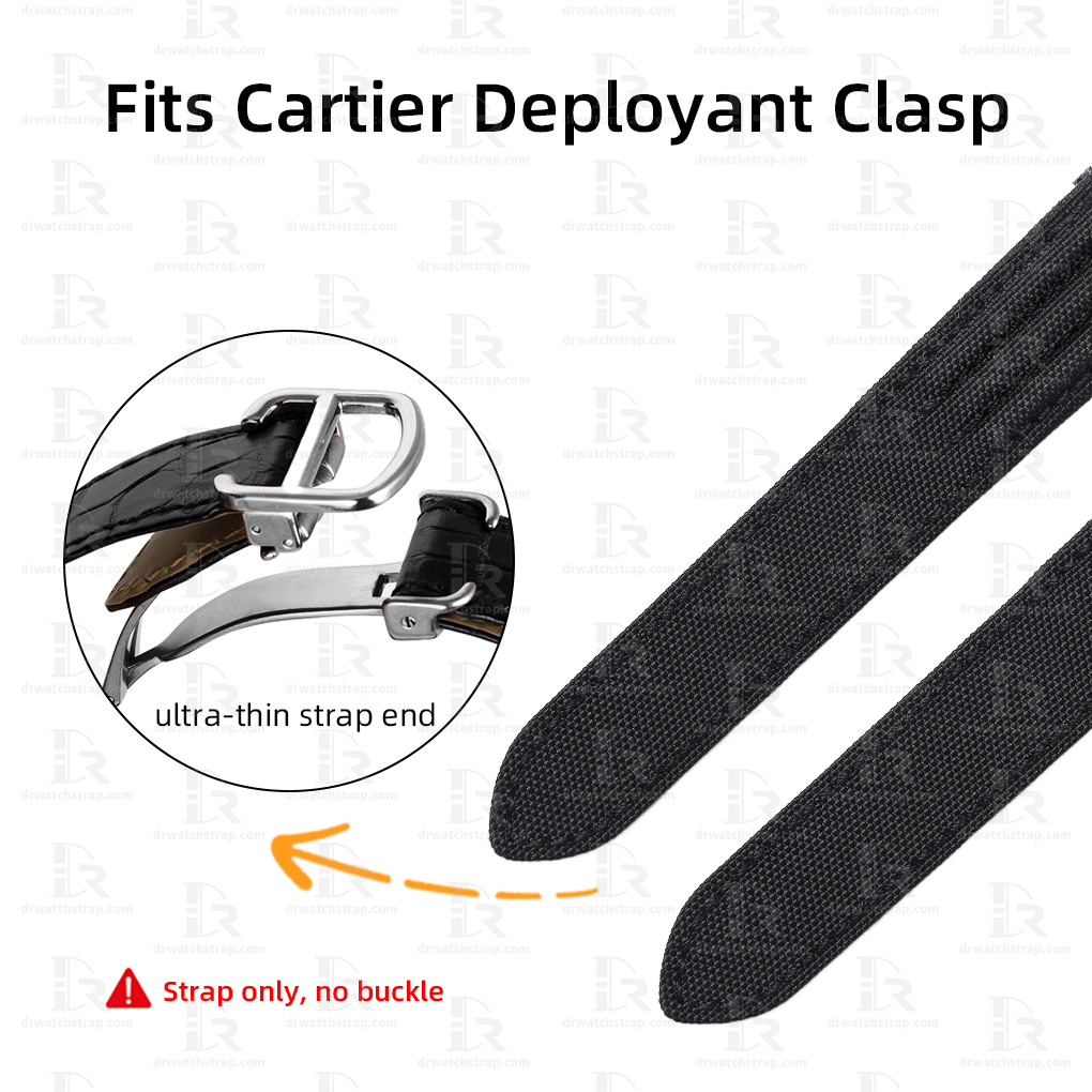 Cartier Black Nylon fabric watch straps for Cartier Roadster strap quickswitch noire chronograph seatimer 19mm 20mm Low Price (2)