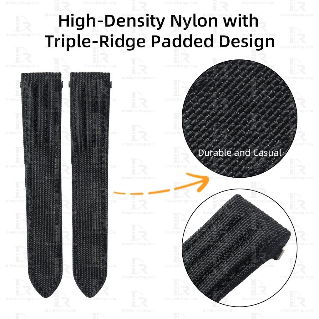 Cartier Black Nylon fabric watch straps for Cartier Roadster strap quickswitch noire chronograph seatimer 19mm 20mm Low Price (1)