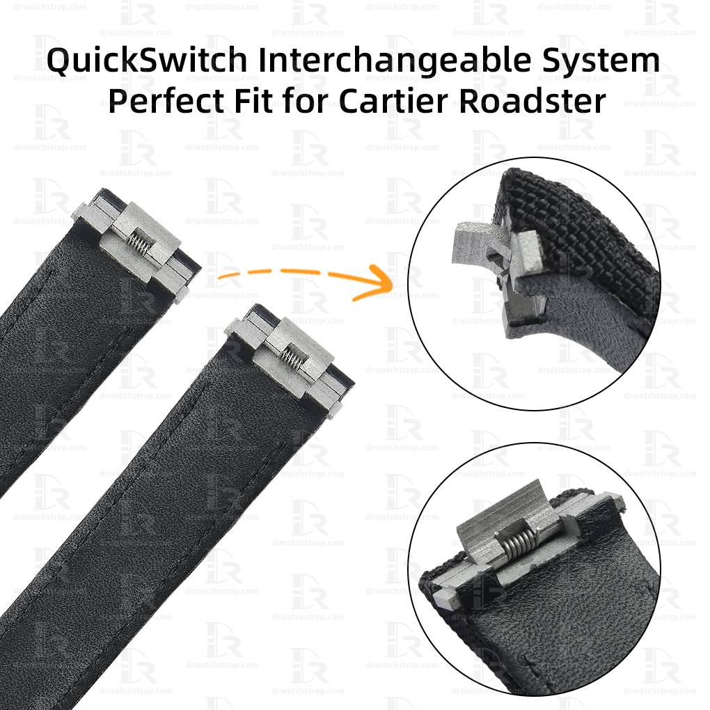 Cartier quickswitch Black Nylon fabric watch band for Cartier Roadster kevlar strap black liningnoire chronograph seatimer 19mm 20mm Low Price (2)