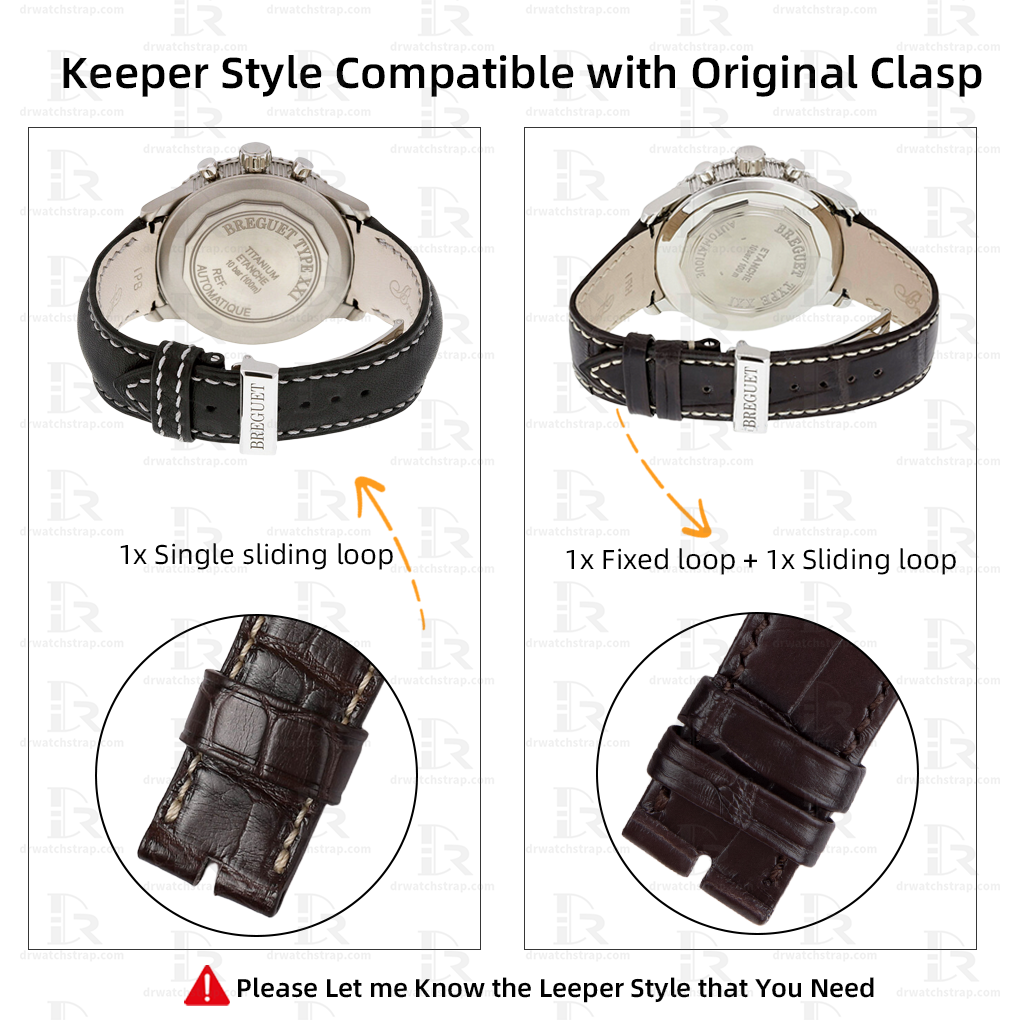 Custom Alligator Leather Watch Band for Breguet Type XXI 3810