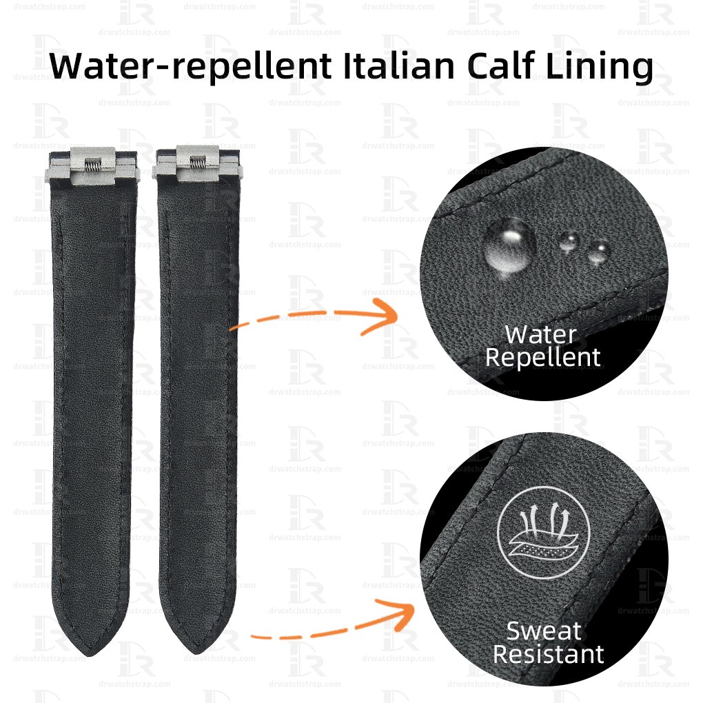 Buy Cartier Replacement Black Alligator Leather Watch band Quickswitch for Cartier Roadster replacement strap black lining 19mm 20mm Low Price