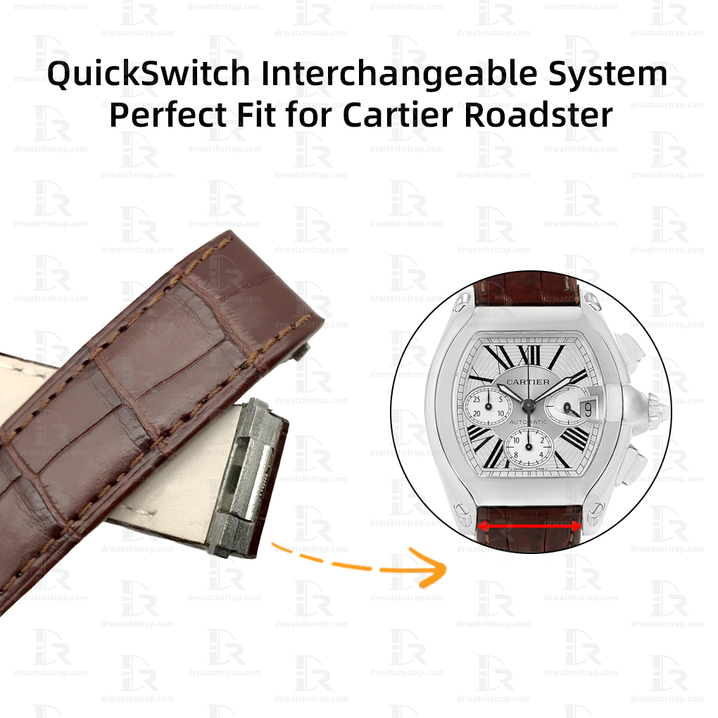 Cartier Brown Alligator Leather band Quickswitch for Cartier Roadster Replacement strap 19mm 20mm Low Price (2)