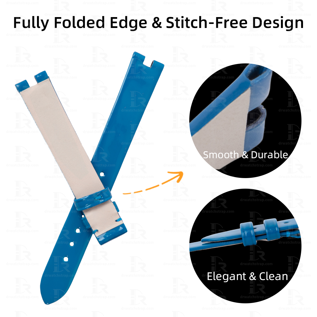 Custom Blue Patent leather watch straps For B zero1 leather watch band Replacement Band (2)
