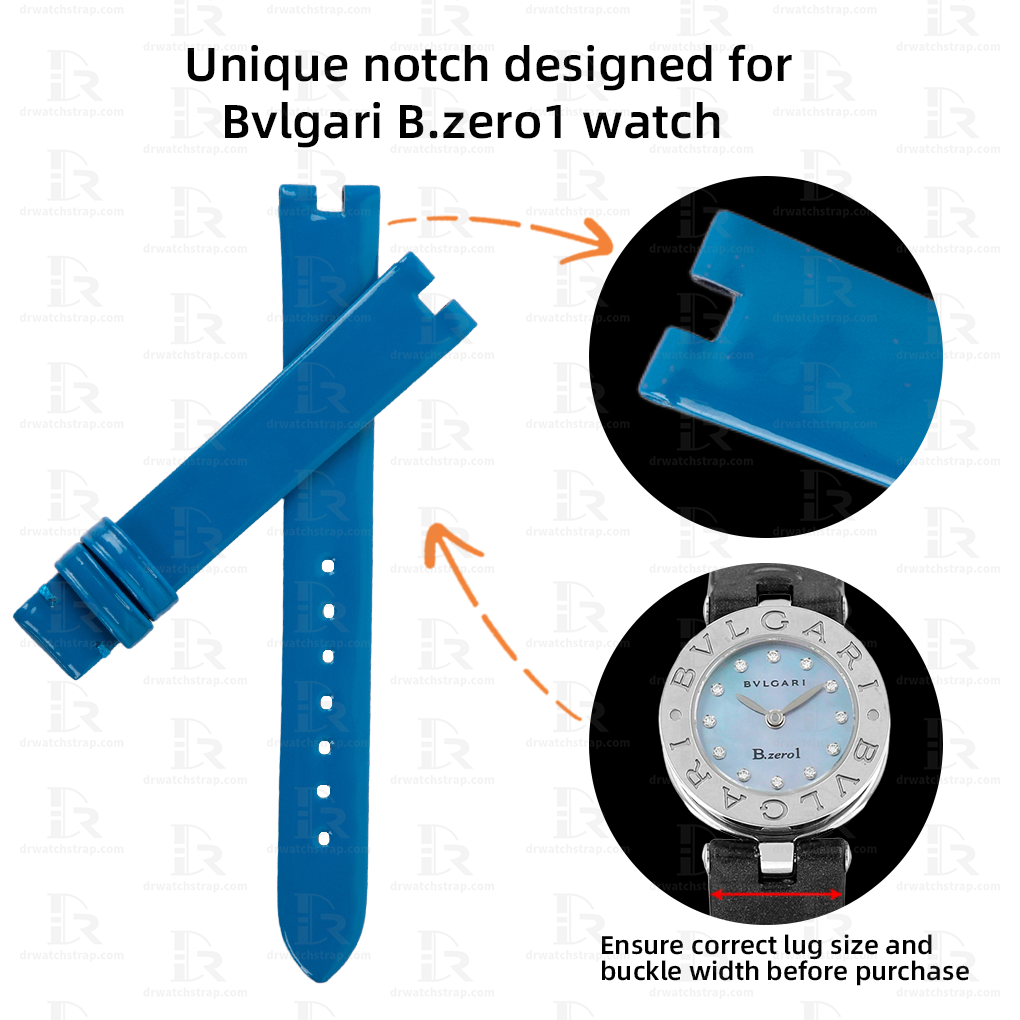 Custom Blue Patent leather watch straps For B zero1 leather watch band Replacement Band (1)