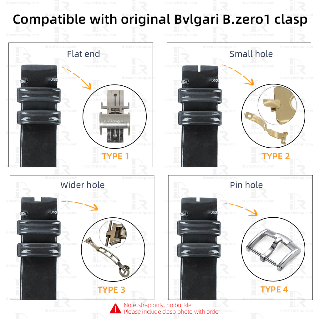 Custom Blue Patent leather watch bands For bvlgari b zero1 watch strap buttoned end Replacement Band (1)