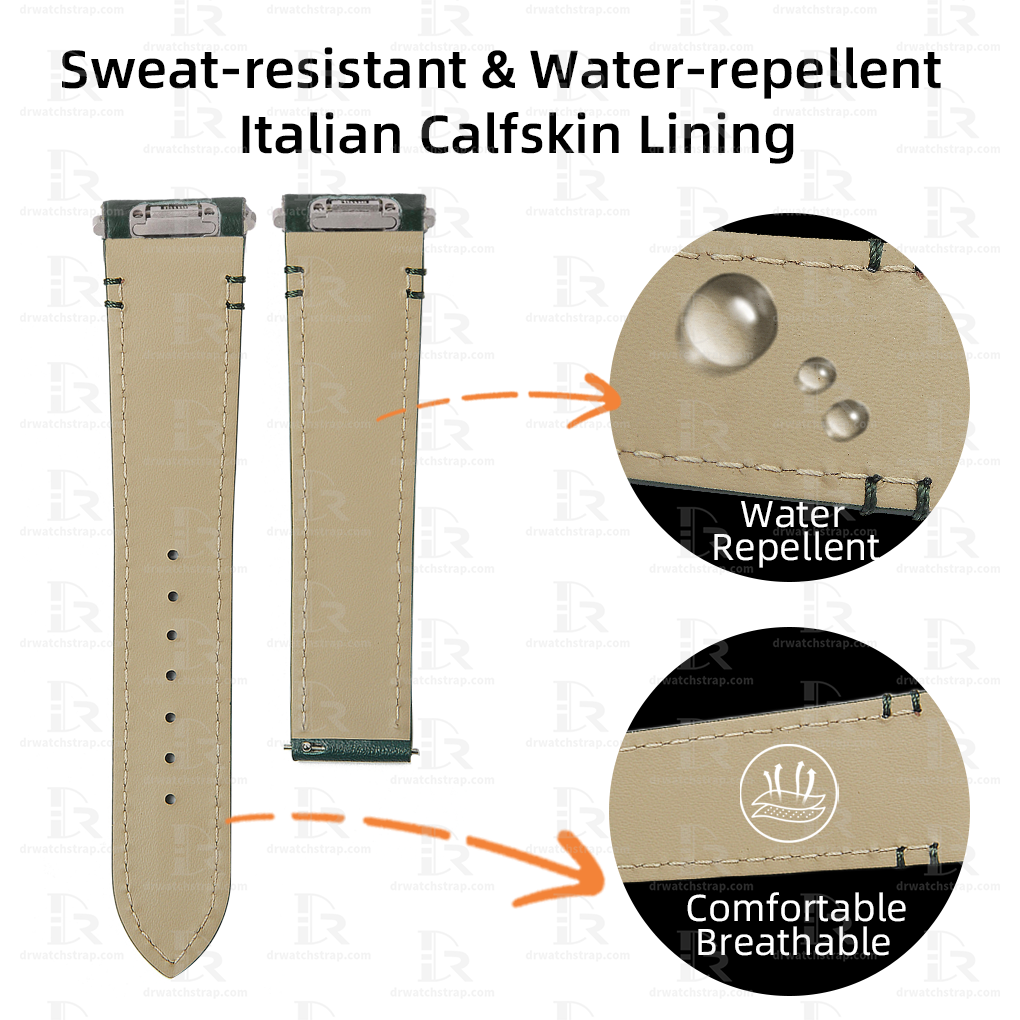 Custom Calfskin leather watch strap replacement for Cartier Santos band tanlining