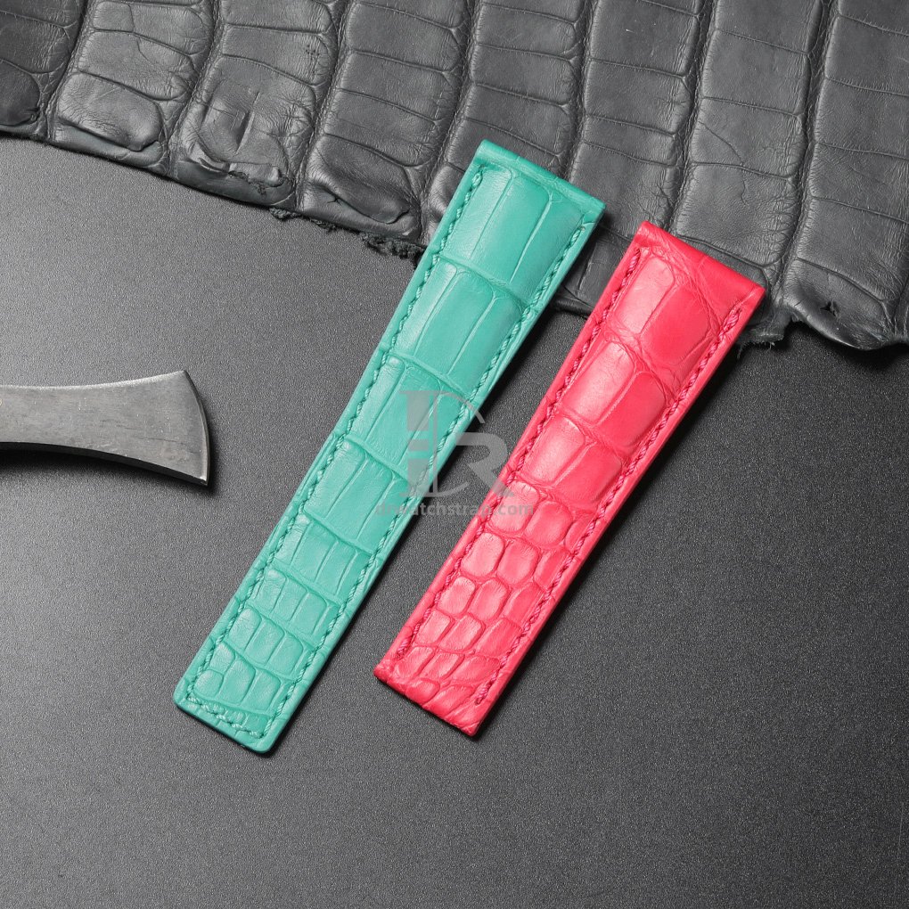 Custom Pink Blue alligator leather strap replacement for TAG Heuer Carrera