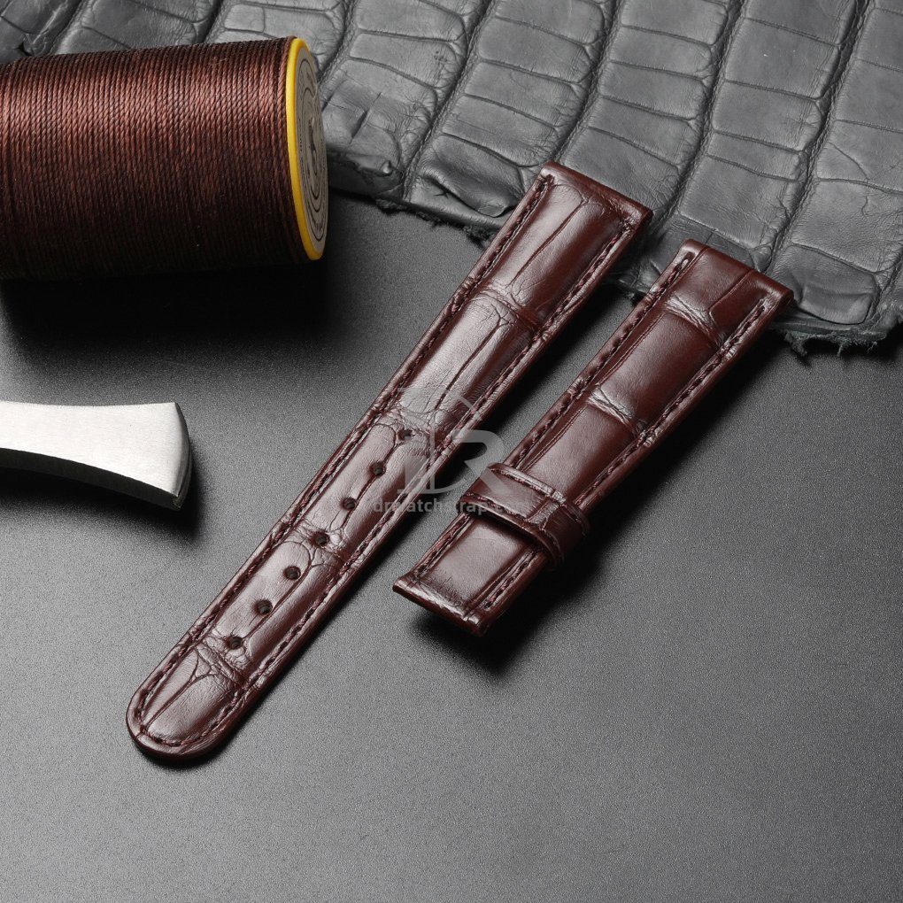 Custom Brown Alligator leather watch strap Replacement for Grand Seiko Elegance 19mm band (4)