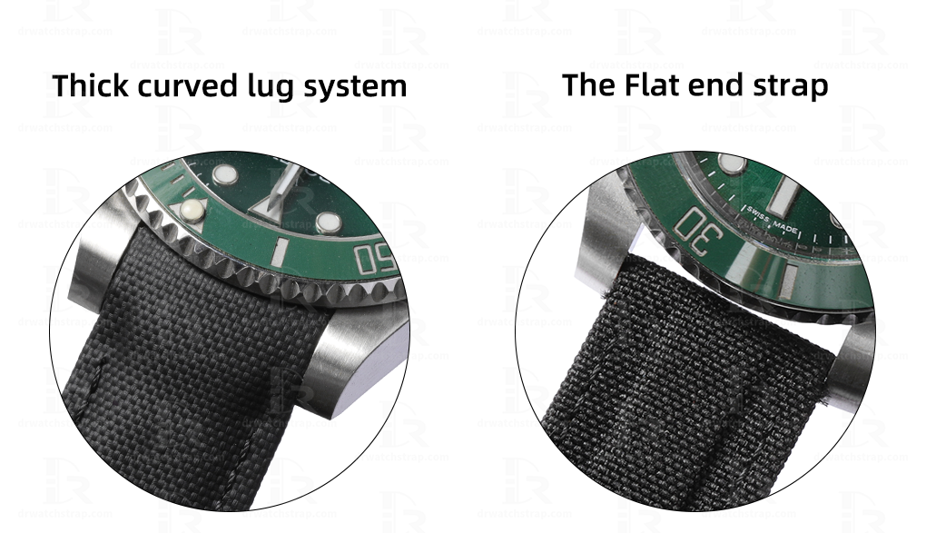 Thick curved lug system VS The Flat end strap for Rolex Sub