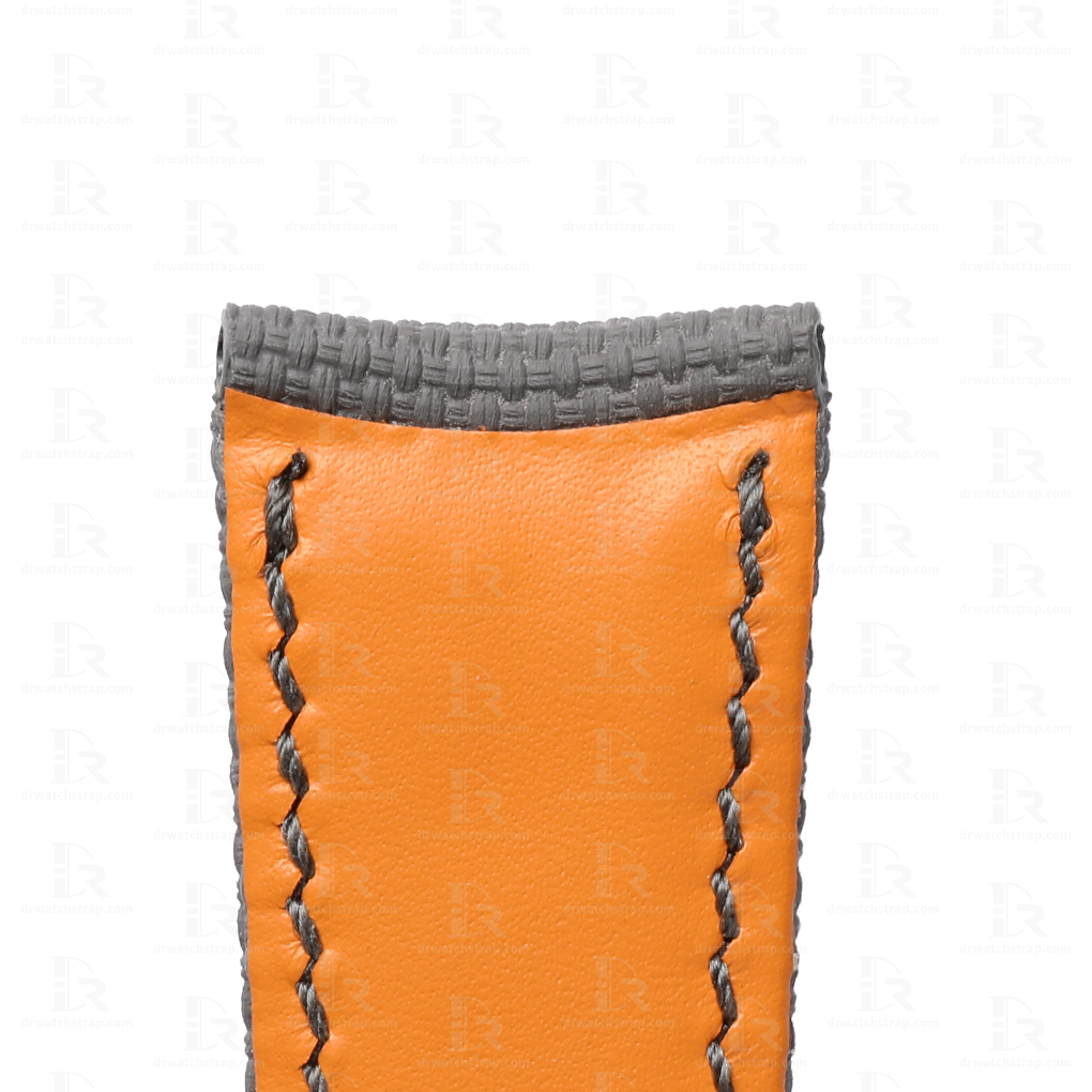 Custom Curved End Link Rubber leather watch strap replacement for audemars piguet millenary ladies Orange lining