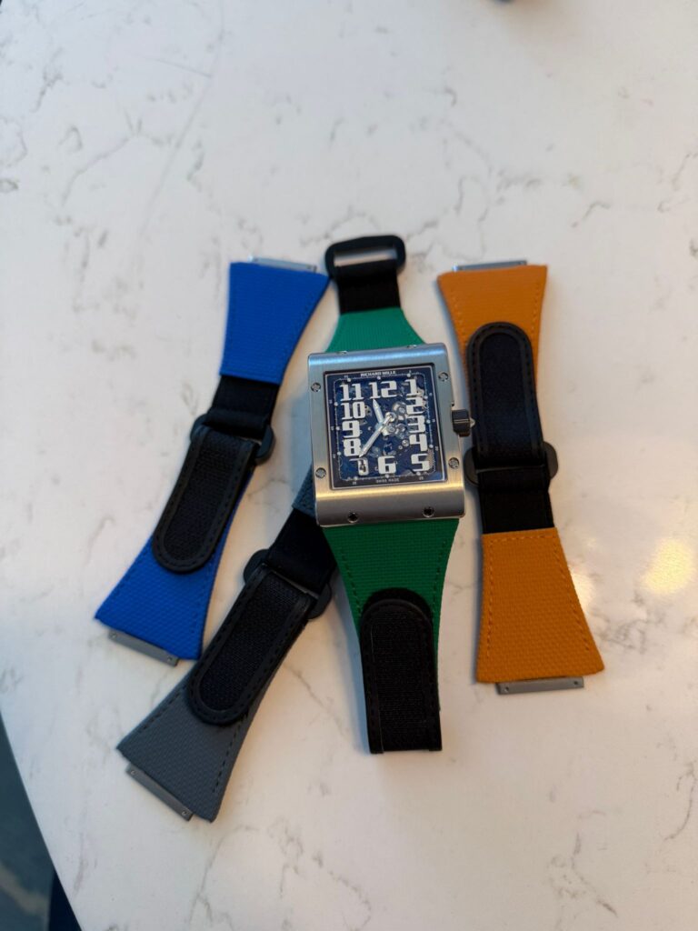 custom blue gray orange green rubber velcro watch Band for Richard Mille RM016
