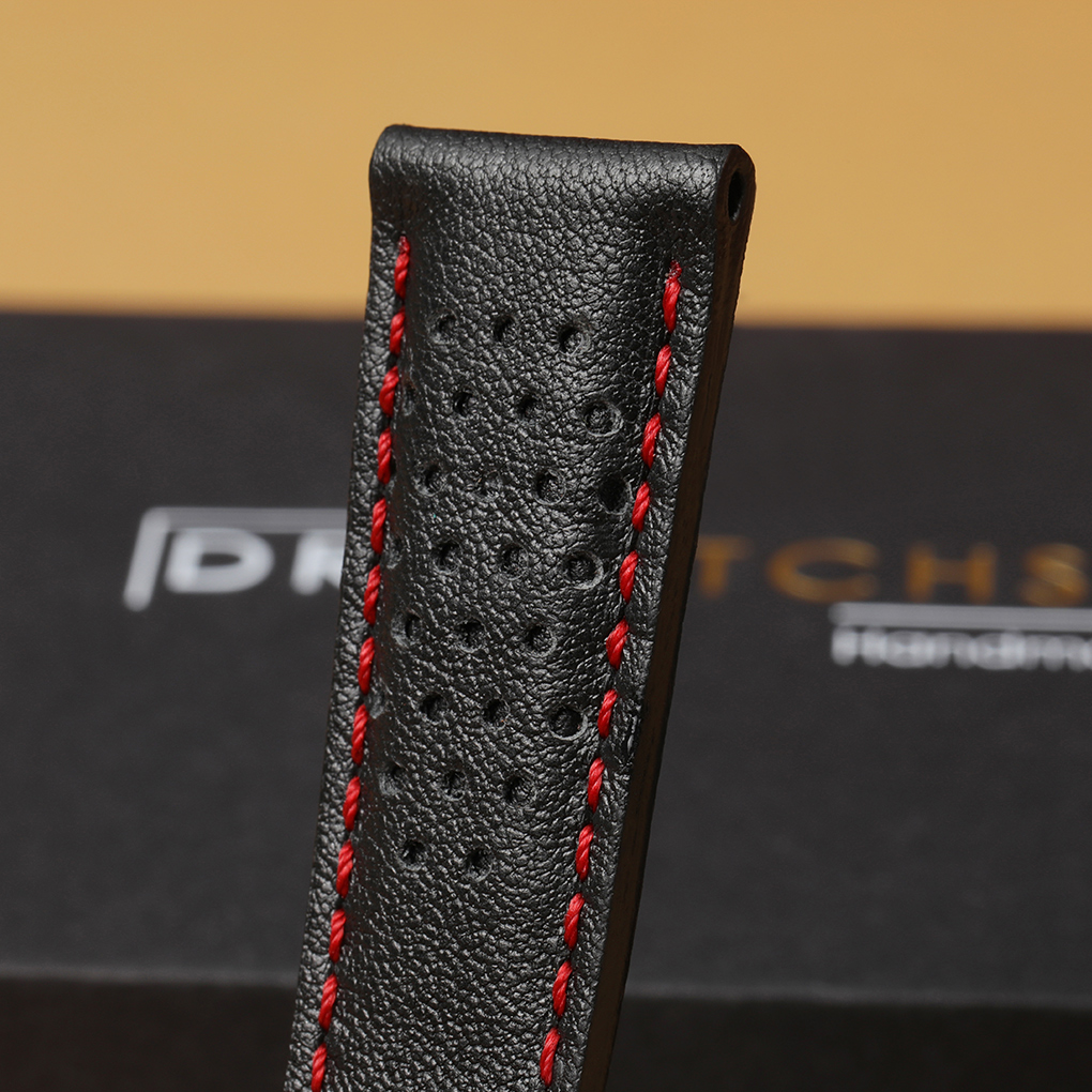 perforated rally style leather watch strap 18mm 19mm 20mm 21mm 22mm 24mm (3)