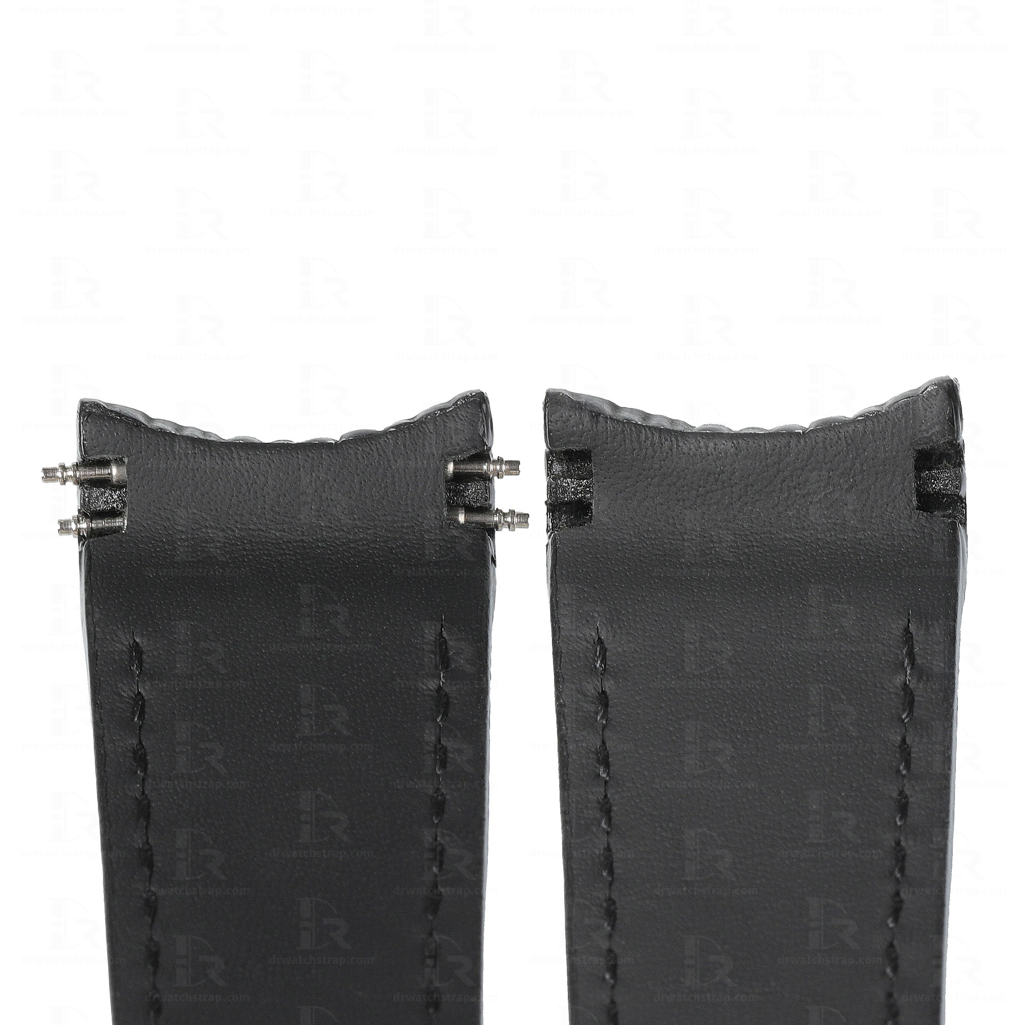 Curved end design of Epi Leather watch strap for Rolex DiW