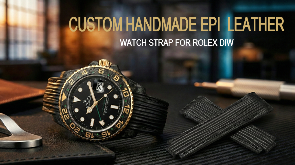Custom handmade Epi leather watch strap For Rolex Diw banner