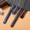 custom handmade alligator blue brown leather strap for A Lange & Söhne watch custom handmade alligator blue brown leather strap for A Lange & Söhne watch