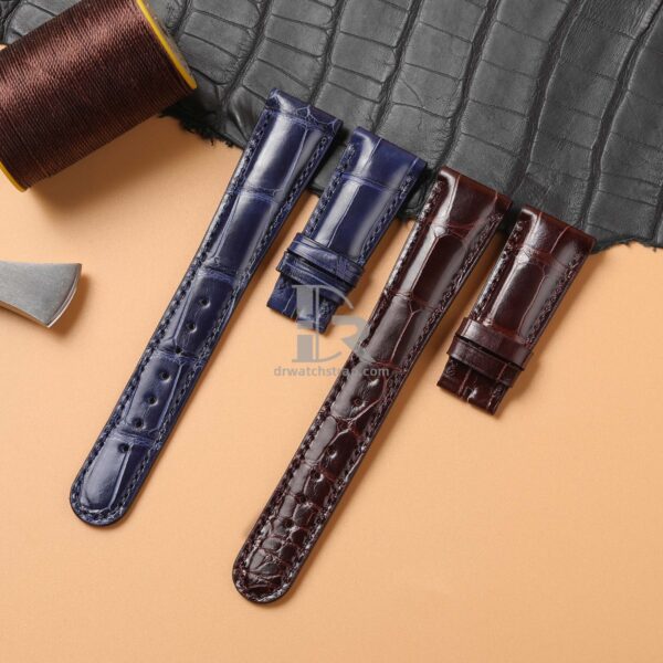 custom handmade alligator blue brown leather strap for A Lange & Söhne watch custom handmade alligator blue brown leather strap for A Lange & Söhne watch