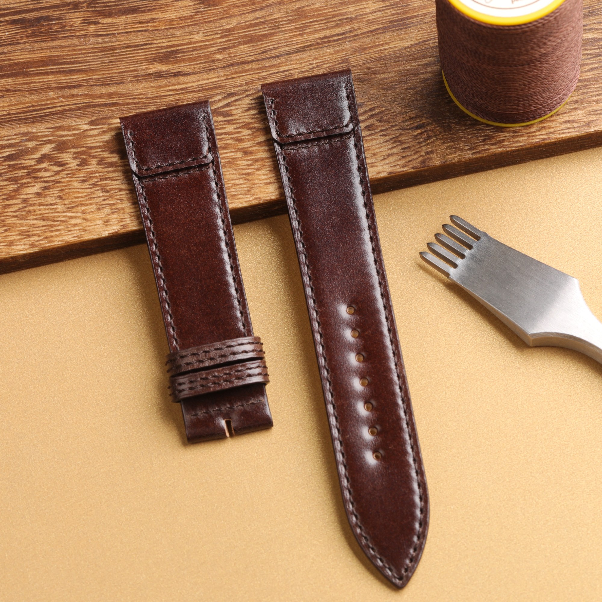 custom shell cordovan fagliano leather watch band for Jaeger-LeCoultre Reverso from drwatchstrap