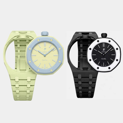 bioceramic case and strap for swatch ap royal pop in lime green and black 12 o'clock bioceramic case and strap for swatch ap royal pop in lime green and black 12 o'clock